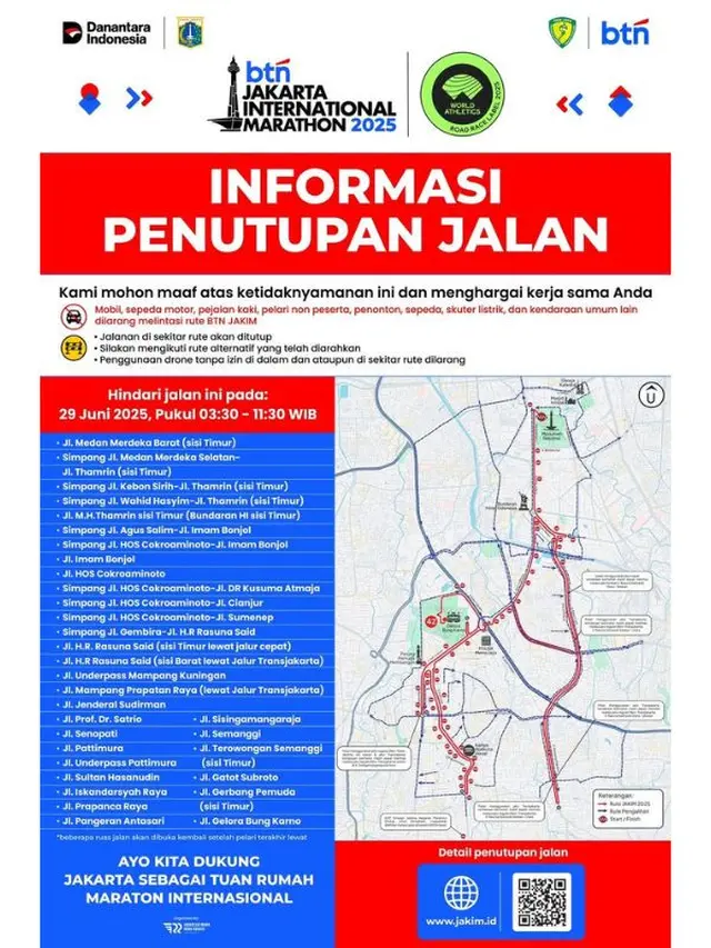 BTN Jakarta Marathon 2025: Rute Jalan Tertutup & Parkir